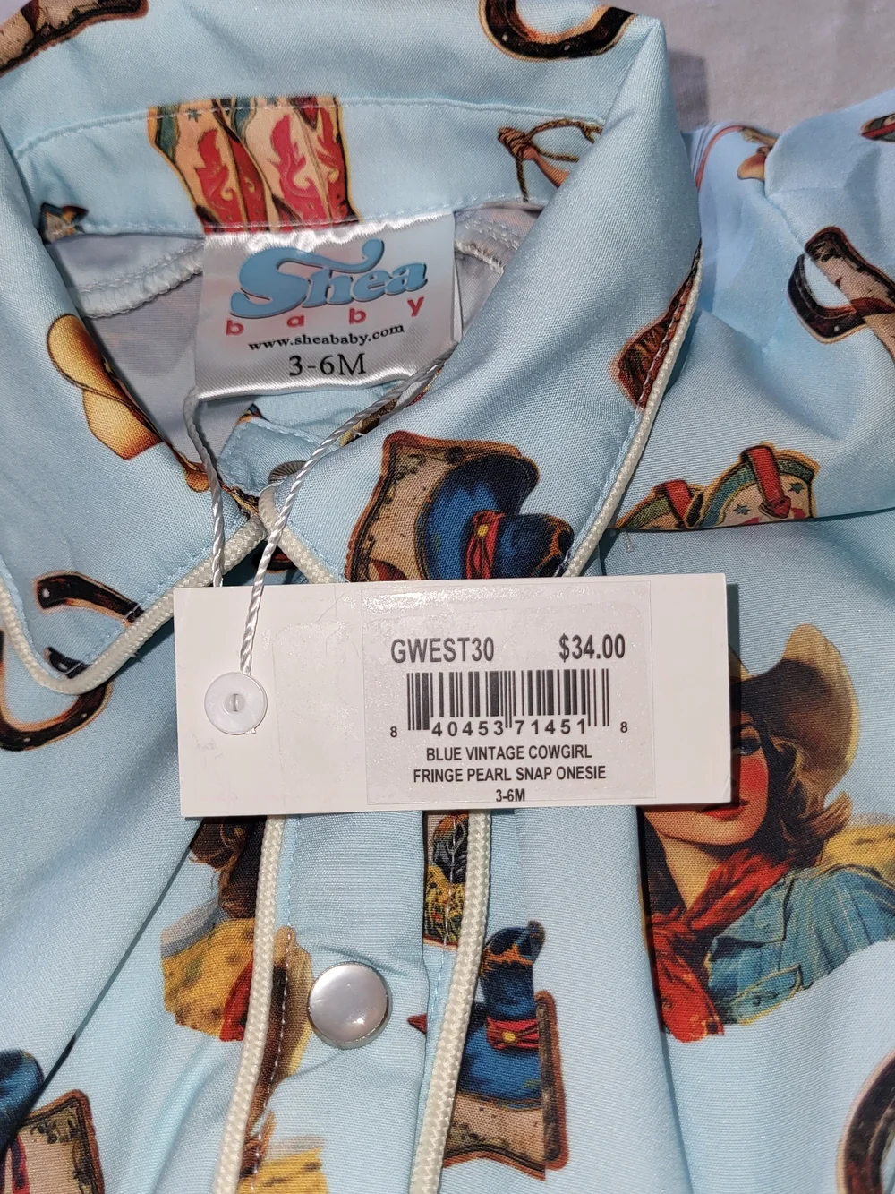Light Blue Cowboy Fringe One-Piece Bodysuit